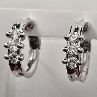 Золотые серьги Конго 750 проба с бриллиантами 1.44Ct 4/4А