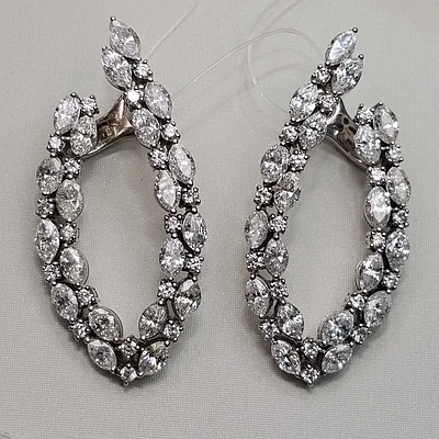 Золотые серьги Конго 585 проба с бриллиантами 8,78Ct 4/4А