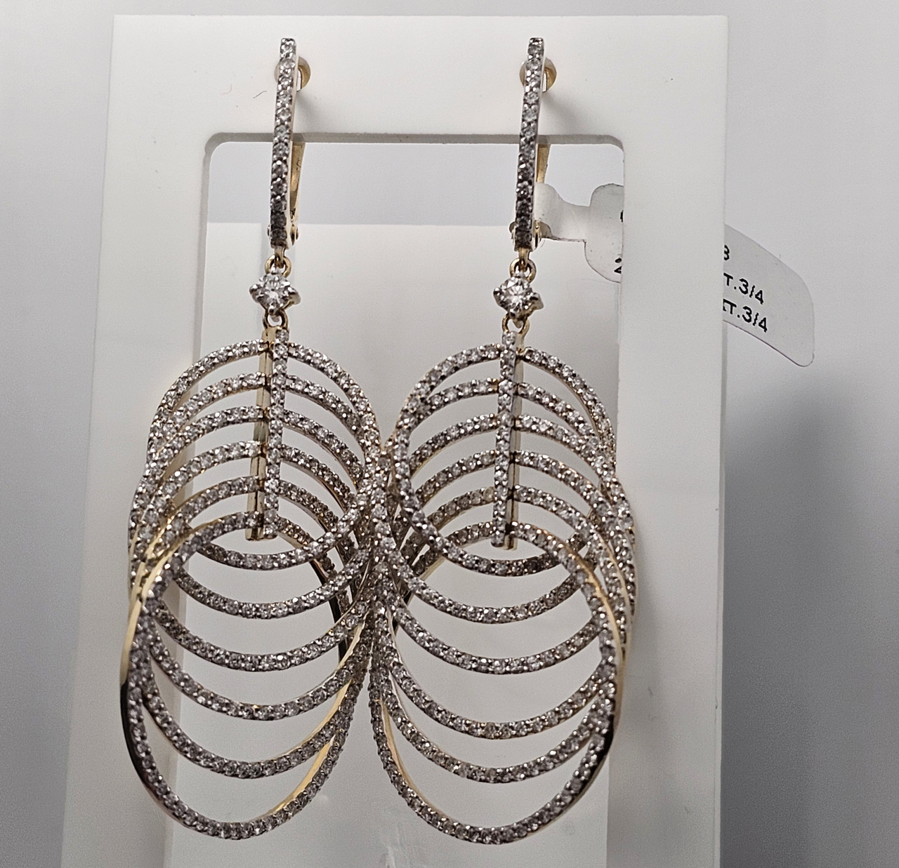 Золотые серьги ж/з 585 проба с бриллиантами 0,16Ct 3/4 A, 3,42Сt 3/4А