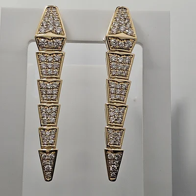 Золотые серьги 585 проба с бриллиантами 2,05Ct 4/4А