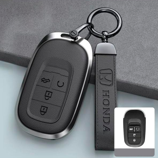 Противоударный, защитный чехол из эко кожи для смарт ключа Honda e:NS1, Черного цвета