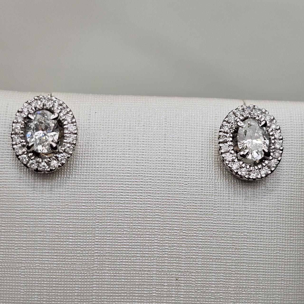 Золотые серьги с бриллиантом б/з 585 проба Овал 0,53Ct, 3/5 А, Багет 0,20Ct 4/4 А, фото 1
