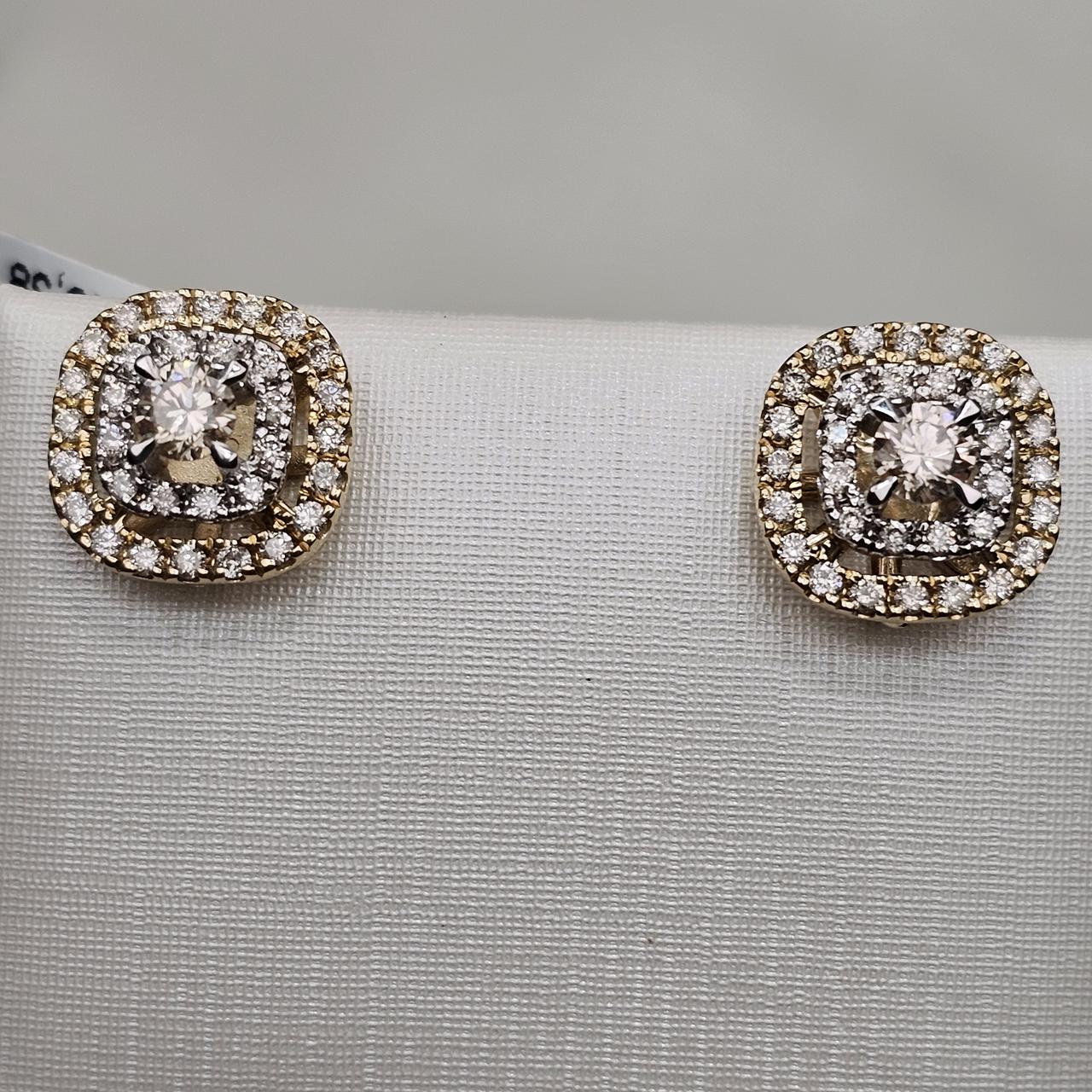 Золотые серьги с бриллиантом ж-б/з 585 проба 0,38Ct, 4/4 А, 0,53 Ct 4/4 А