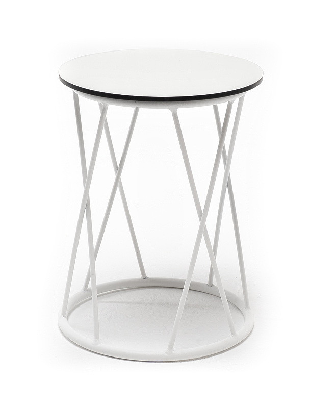 "Колумбия" журнальный стол из HPL круглый Ø40 H55, каркас из алюминия белый, цвет столешницы "молочный", фото 1