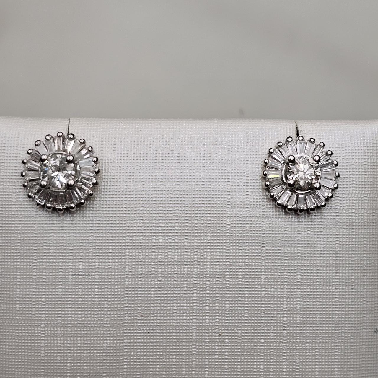 Золотые серьги 585 проба с бриллиантами 0,33Ct 4/4А трапеция 0,33Ct 4/4А