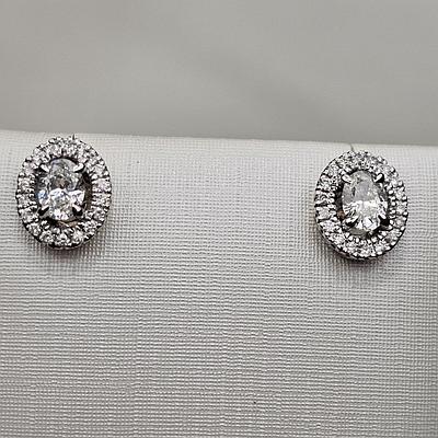 Золотые серьги 585 проба с бриллиантами овал 0,6Ct 3/5А 0,2Ct 4/4А
