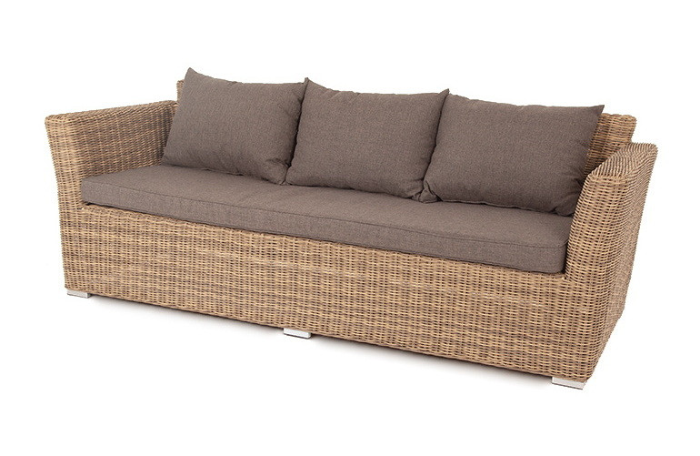 "Капучино" диван из искусственного ротанга трехместный, цвет соломенный, фото 1