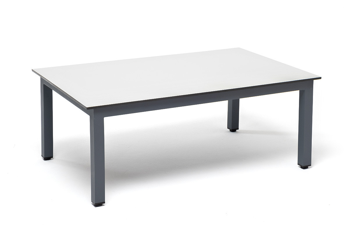 "Канны" журнальный столик из HPL 90х60, H40, каркас темно-серый (RAL 7024), цвет столешницы "молочный", фото 1