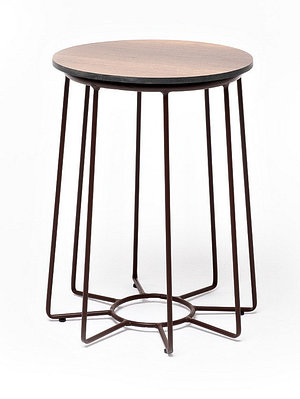 "Эквадор" журнальный стол из HPL круглый Ø40 H55, каркас из алюминия коричневый (RAL 8016) муар, цвет