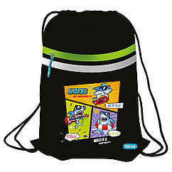 Мешок для обуви 1 отделение Först "Shark party", 350*460мм, вентиляционная сеточка, светоотражающая