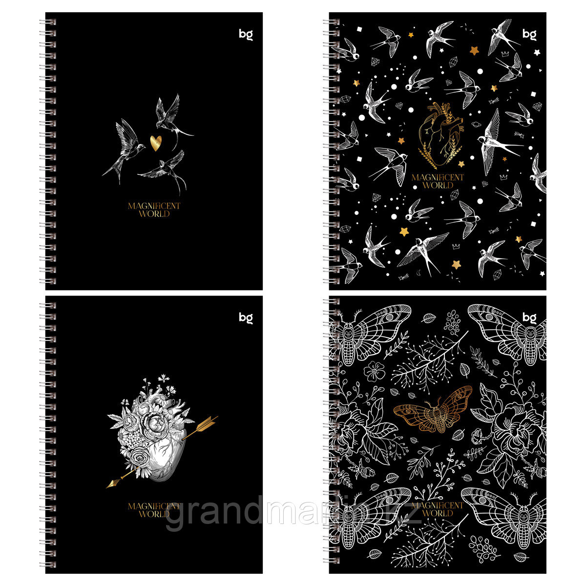 Тетрадь 48л., А5, клетка на гребне BG "Magnificent World", матовая ламинация, тиснение фольгой, фото 1
