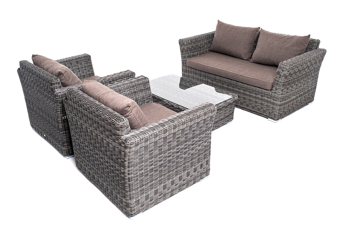 "Капучино Сингл" лаунж-зона из искусственного ротанга, цвет графит, фото 1