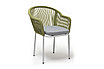 "Лион" стул плетеный из роупа, каркас из стали светло-серый (RAL7035) шагрень, роуп салатовый меланж круглый,, фото 2