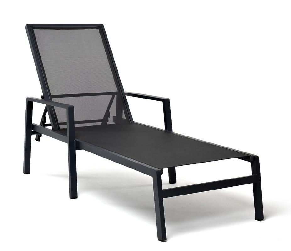 "Парма" шезлонг из алюминия темно-серый (RAL7024) муар, ткань текстилен серая, фото 1