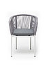 "Марсель" стул плетеный из роупа, каркас алюминий белый шагрень, роуп светло-серый круглый, ткань светло-серая, фото 2