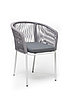 "Марсель" стул плетеный из роупа, каркас алюминий белый шагрень, роуп светло-серый круглый, ткань светло-серая, фото 3