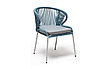 "Милан" стул плетеный из роупа, каркас алюминий светло-серый (RAL7035) шагрень, роуп бирюзовый круглый, ткань, фото 3