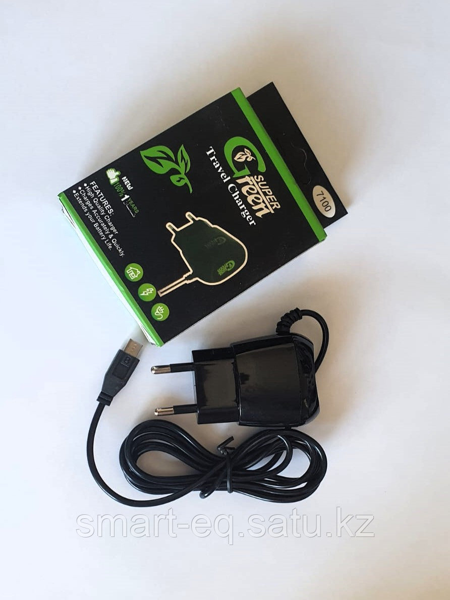 Зарядка сетевая "Green" micro USB 1500mA 1 метр - фото 1 - id-p117408801