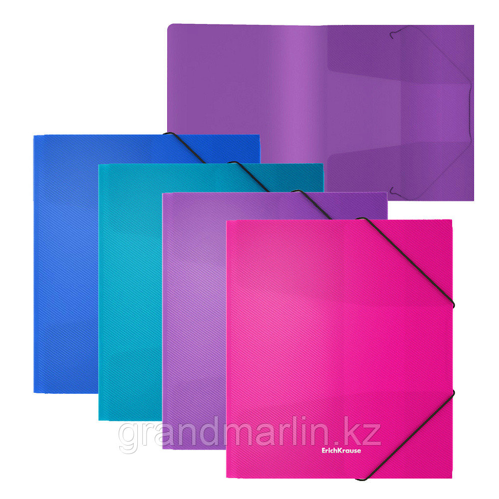 Папка для тетрадей на резинках пластиковая ErichKrause® Diagonal Vivid, A5+, ассорти (в пакете по 4