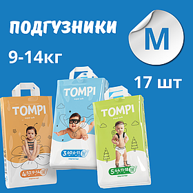 Подгузники,TOMPI SUPER SOFT, 9-14 кг., 17 шт. - M