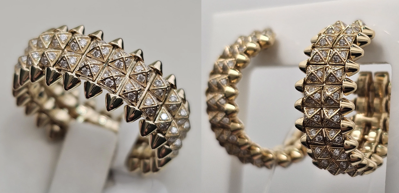 Золотой набор с бриллиантами (кольцо 0.85кт. VS2/H VG 18.5р., серьги 1,01Ct VS2-SI1/H VG .)