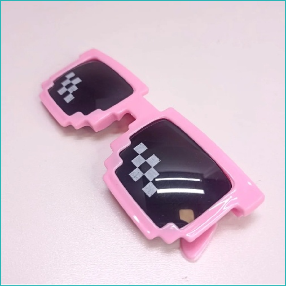 Очки пиксельные с дизайном "Майнкрафт 2" (Minecraft) розовые, фото 1