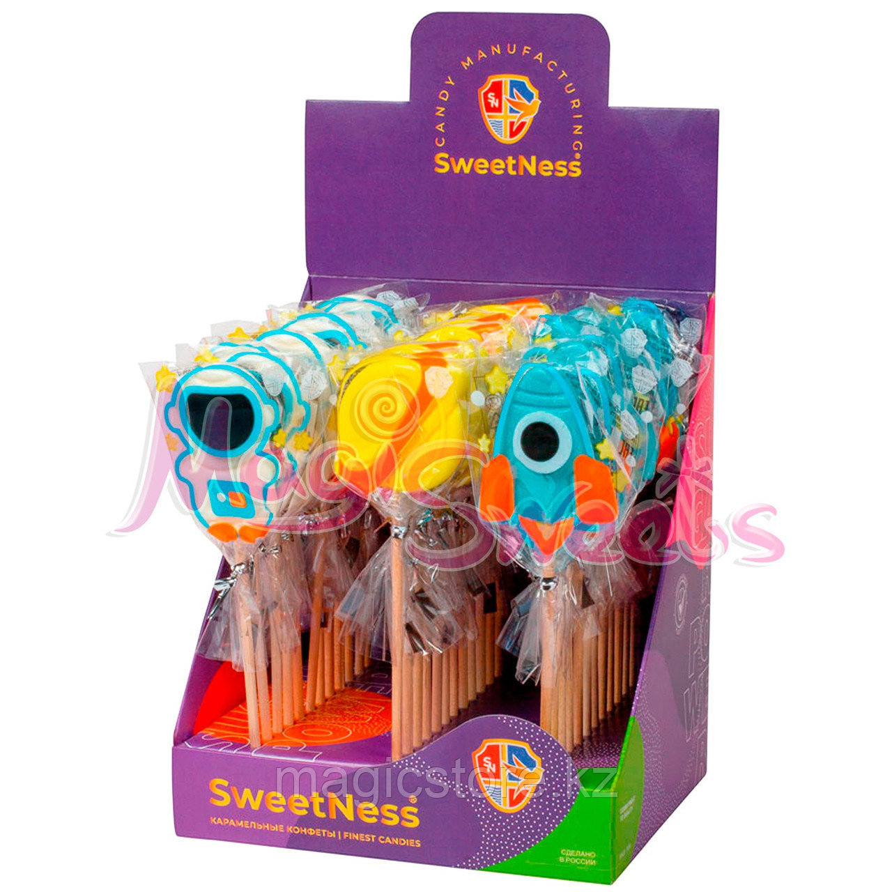 Sweet Ness Карамель на палочке " Воздушный " БЕЗ САХАРА ЭКО ассорти 15 гр./ Упаковка 36 шт./ Россия