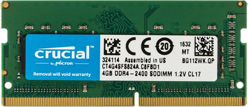 SO-DIMM DDR4 4Gb 2400Mhz Crucial CT4G4SFS824A.C8FBD1, фото 1