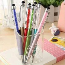 Ручка-стилус шариковая со стразами для сенсорного экрана Cristal Touchscreen  Pen (Красный), фото 4
