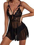 Пеньюар черный с ажурным лифом, фото 2