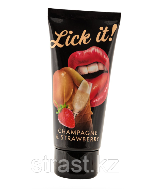 СЪЕДОБНЫЙ МАССАЖНЫЙ ГЕЛЬ LICK IT! СО ВКУСОМ ШАМПАНСКОГО И КЛУБНИКИ 50 МЛ.