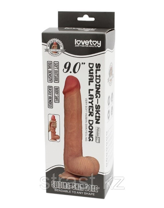 ФАЛЛОИМИТАТОР С МОШОНКОЙ SLIDING SKIN DONG НА ПРИСОСКЕ 9.0.