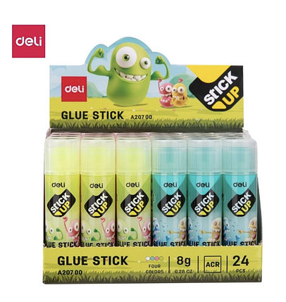 Клей-карандаш DELI "Stick Up" 8 грамм, прозрачный, корпус ассорти, фото 2