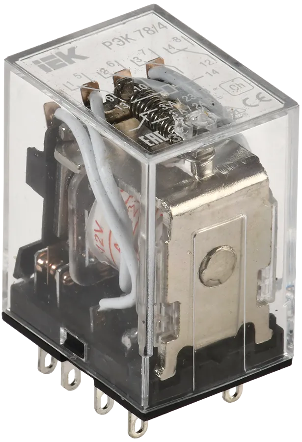 Реле промежуточное РЭК78/4(LY4) 3А Uупр.=12VAC 4SPDT IEK, фото 1