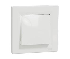 Asfora одноклавишный выключатель, однополюсный, 10 AX, самозажимной, с рамкой, БЕЛЫЙ