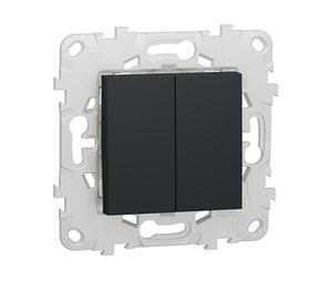 NEW UNICA Выключатель 2-клавишный, сх. 5, АНТРАЦИТ
