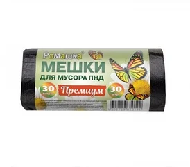 Мешки для мусора 30л.30шт. без завязок ПНД 7,3мкр Черный( Арт.НМ303030)