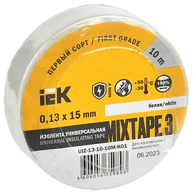 MIXTAPE 3 Изолента 0,13х15мм белая 10м IEK