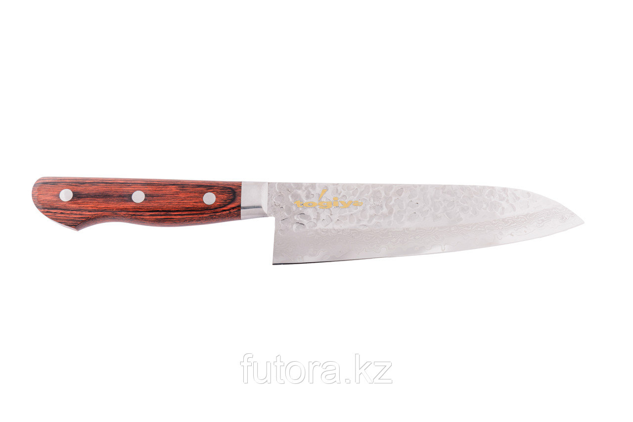 Японский нож из дамаска "TOGIYA YM100" классической формы "SANTOKU"