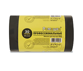 Мешки для мусора 30л.50шт. без завязок ПНД 10мкр Черный (Арт.ПФ305012)