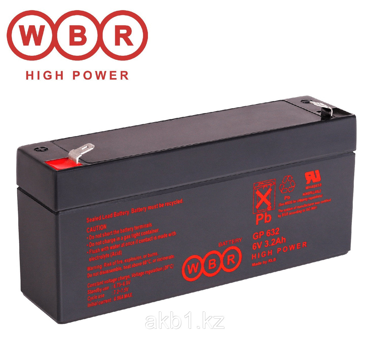 Аккумулятор WBR GP 632 (6В /3,2 Ач) 134х34х65