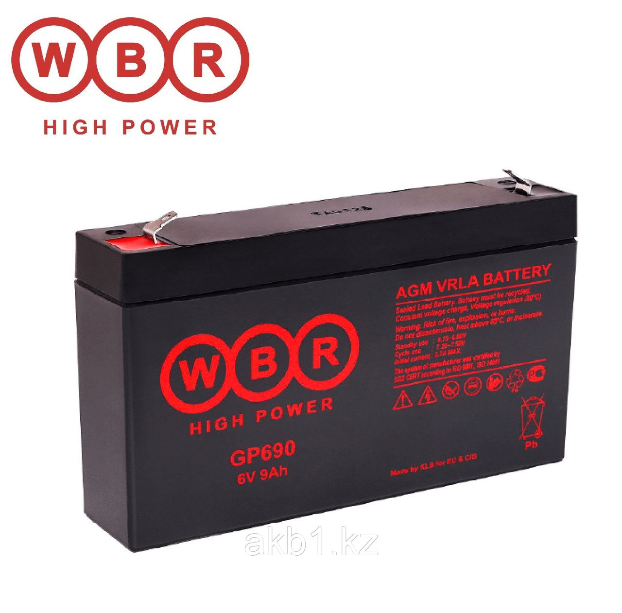 Аккумулятор WBR GP 690 (6В /9Ач) 151x34x100