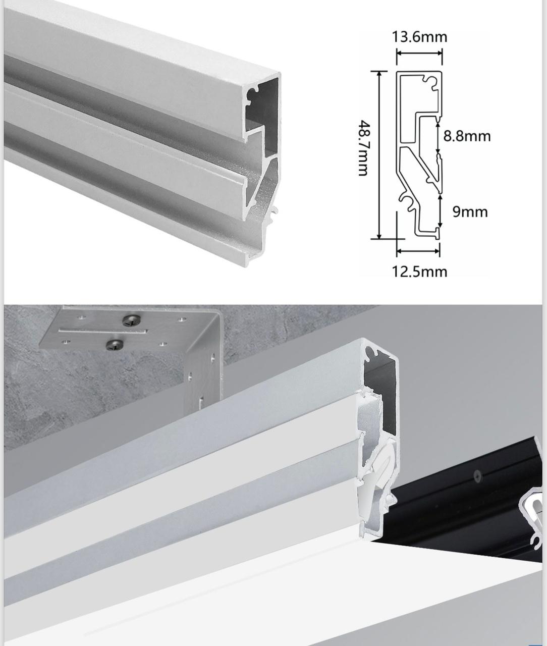 Парящий алюминиевый профиль для натяжного потолка L2000*W48,7*H13,6 12 ...