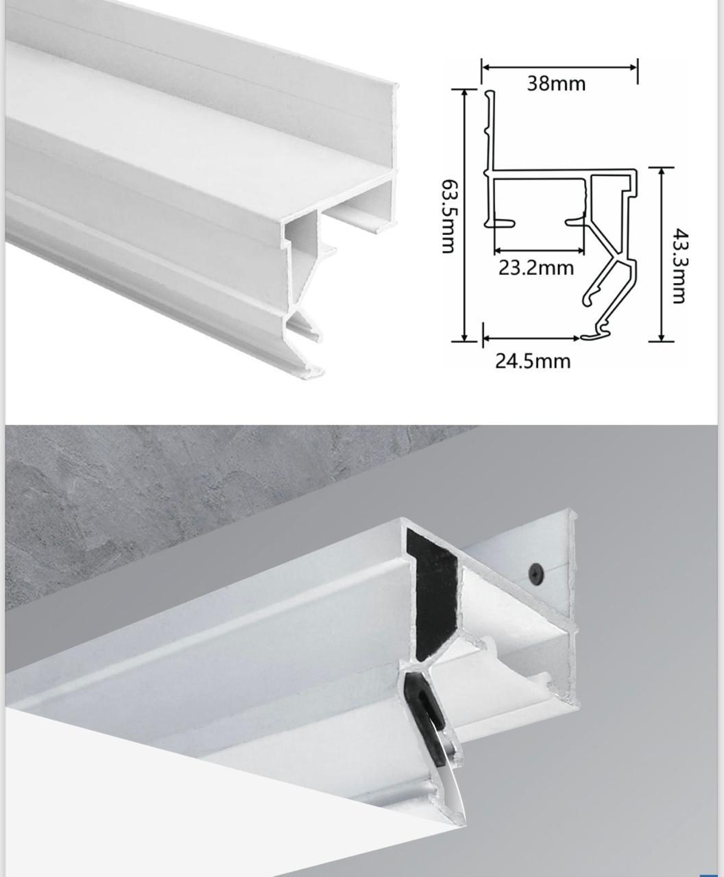 Теневой алюминиевый профиль для натяжного потолка  L3000*W63,5*H38  24,5 mm