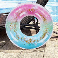 Надувной круг для плавания с блестками 90 см разноцветный
