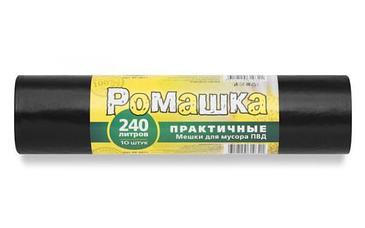 Мешки для мусора 240л.10шт. без завязок ПВД 38мкр Черный (Арт.ВР0071)
