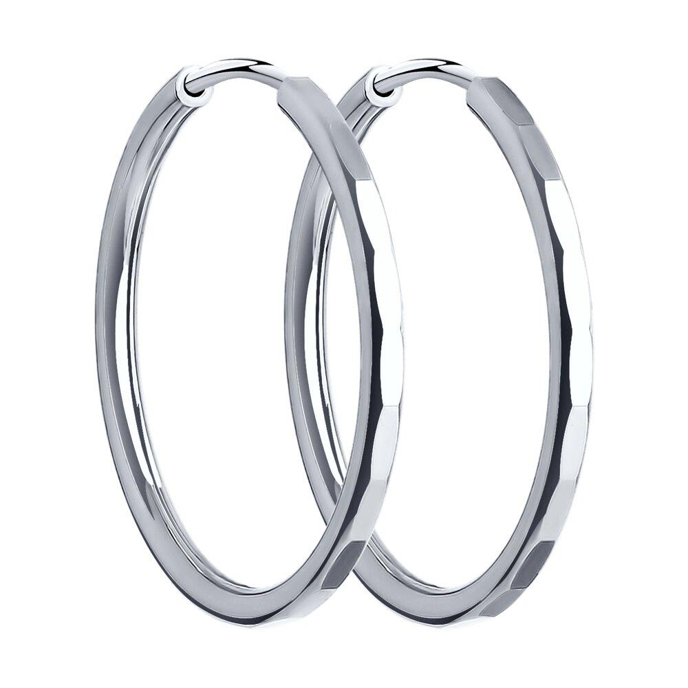 Серьги конго из серебра с алмазной гранью SOKOLOV 94140071 серебро с родием коллекц. SKLV, фото 1