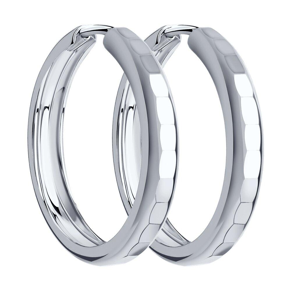 Серьги конго из серебра с алмазной гранью  94140062  коллекц. SKLV, фото 1