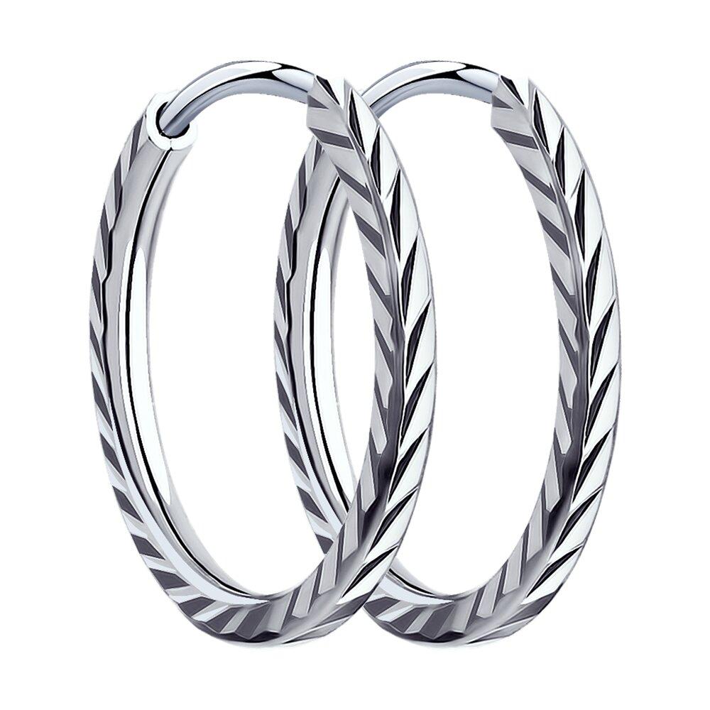 Серьги конго из серебра с алмазной гранью SOKOLOV 94140069 серебро с родием коллекц. SKLV, фото 1