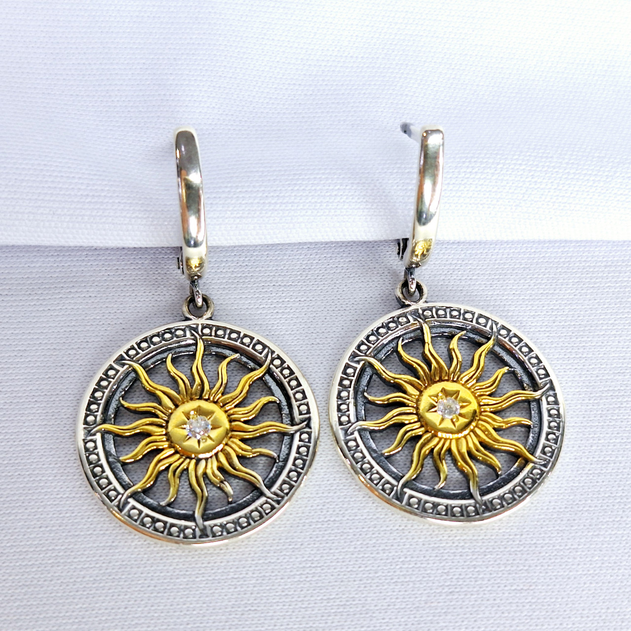 Серьги из серебра Красная Пресня 3389998-1 серебро с позолотой, с английским замком, фото 1